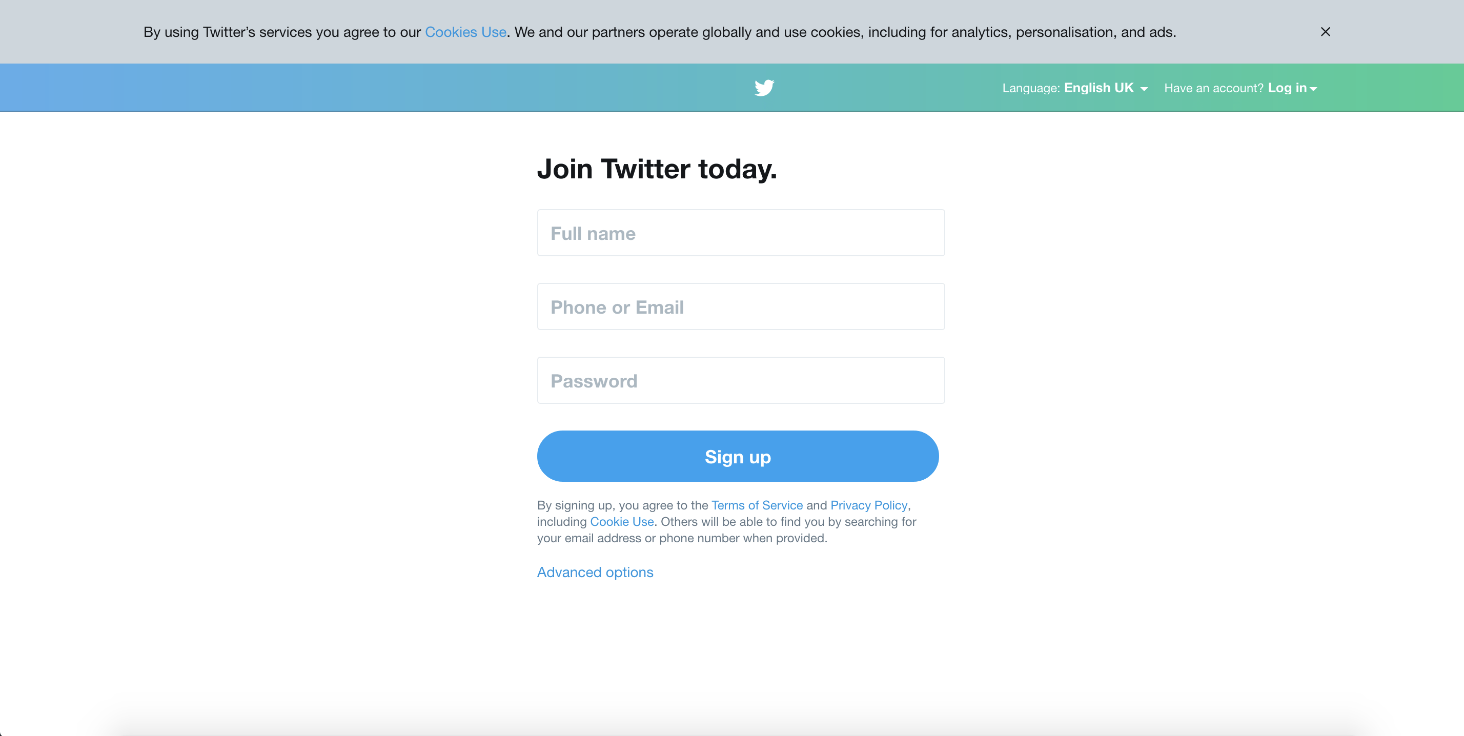Twitter Business Sign up