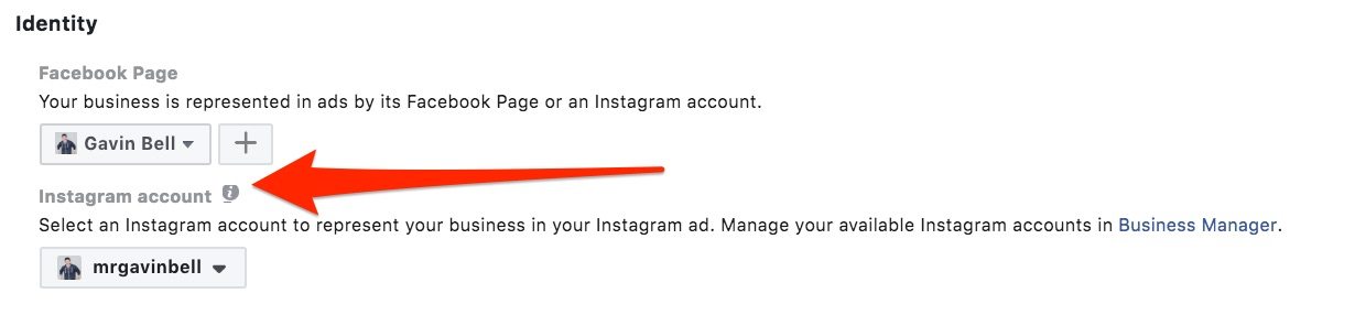 Selecting your Instagram profile for advertising