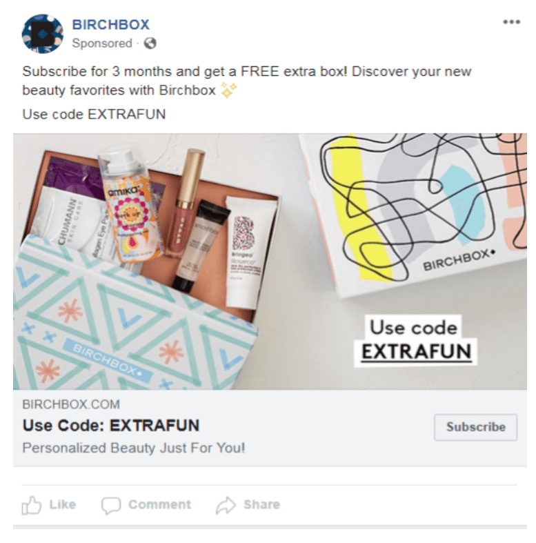 Birchbox Facebook Ad Example