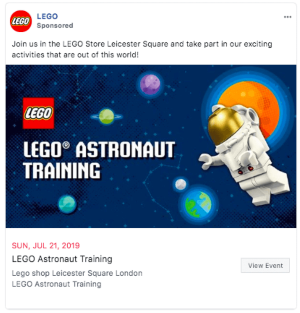LEGO Facebook Ad Example