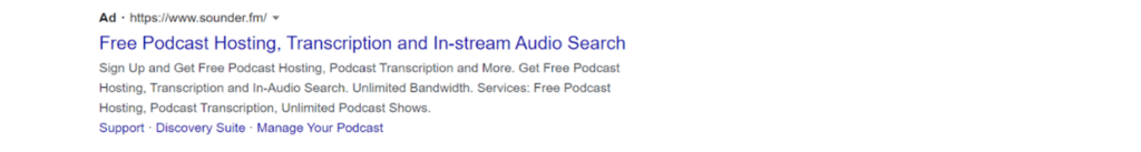 Example of Google Ad from Sounder
