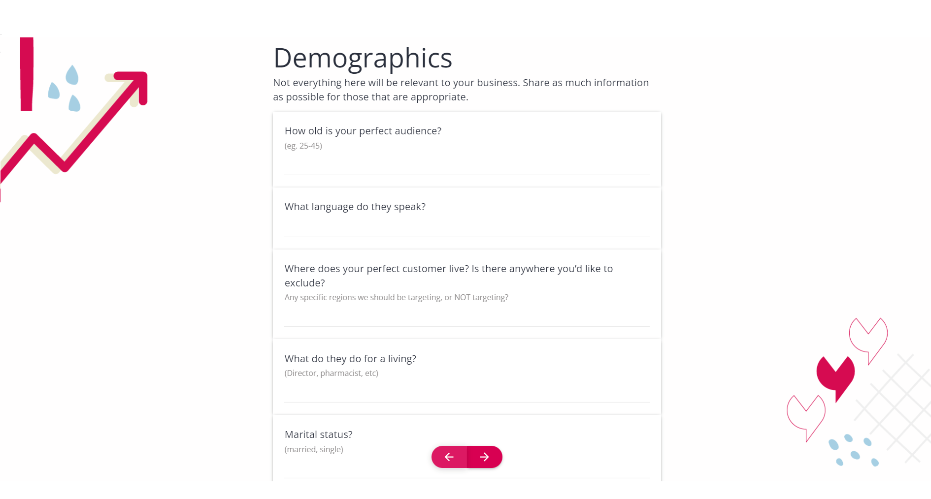 Yatter onboarding form - Demographics section