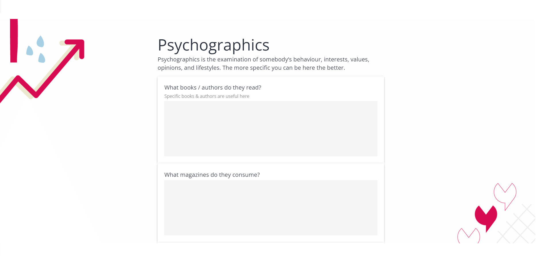 Yatter onboarding form - Psychographics section
