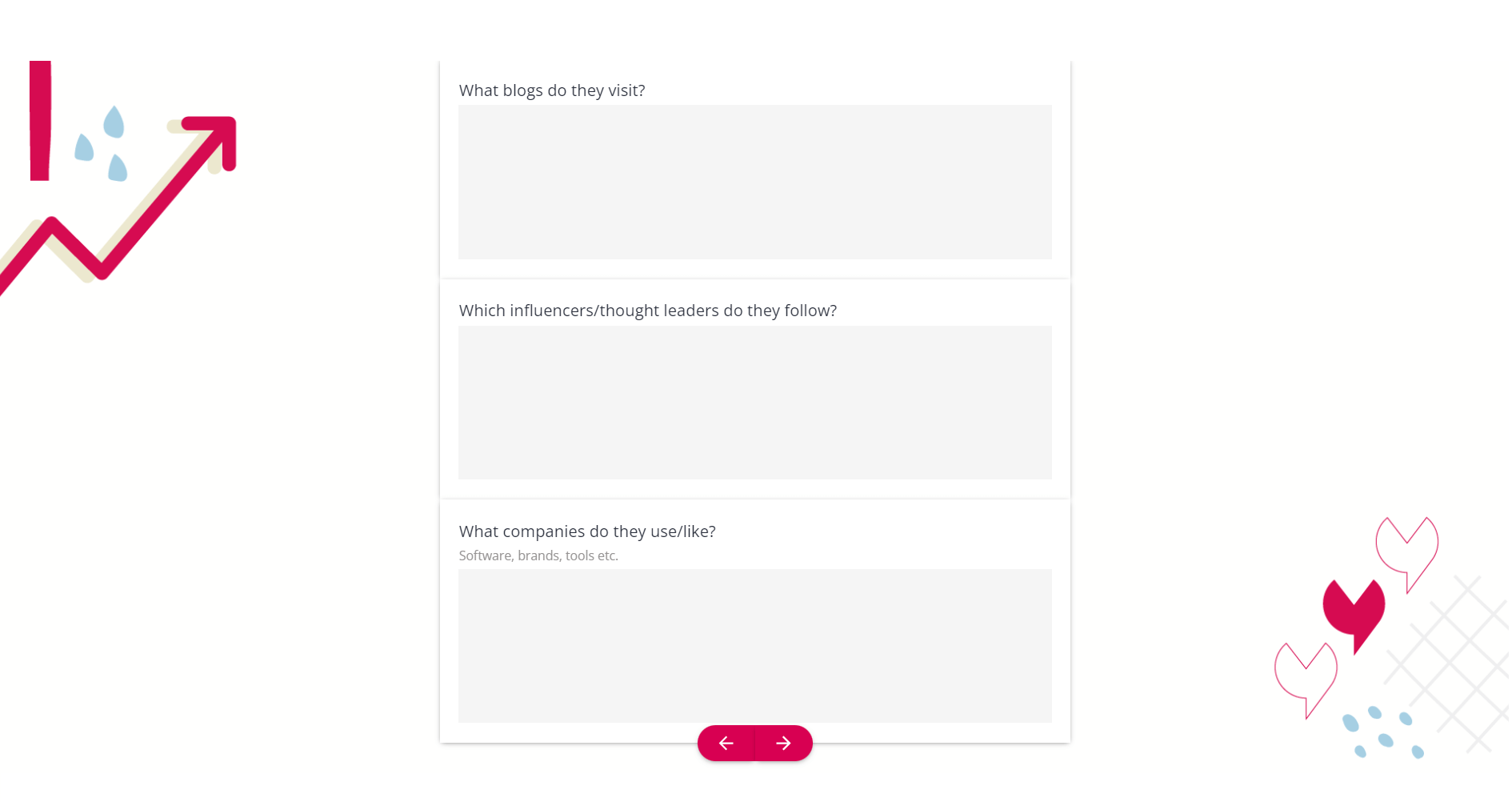 Yatter onboarding form - Psychographics section