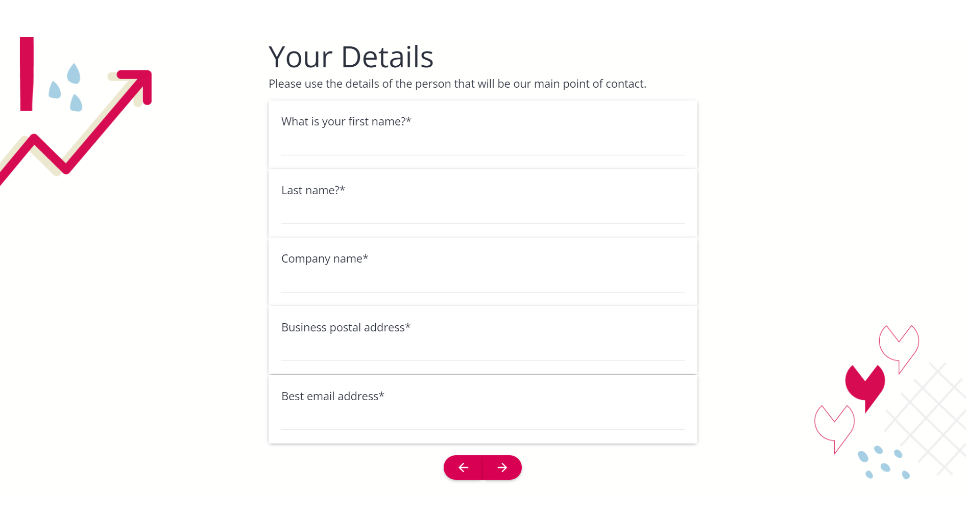 Yatter onboarding form - Your Details section
