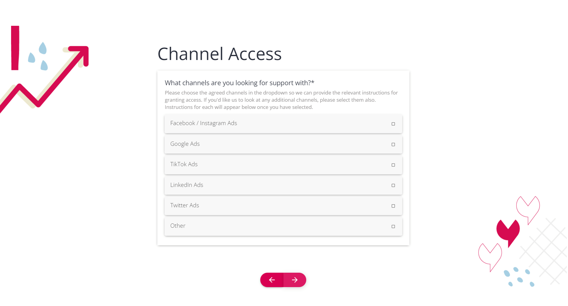 Yatter onboarding form - Channel Access section