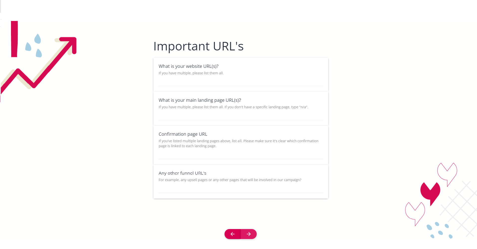 Yatter onboarding form - Important URLs section