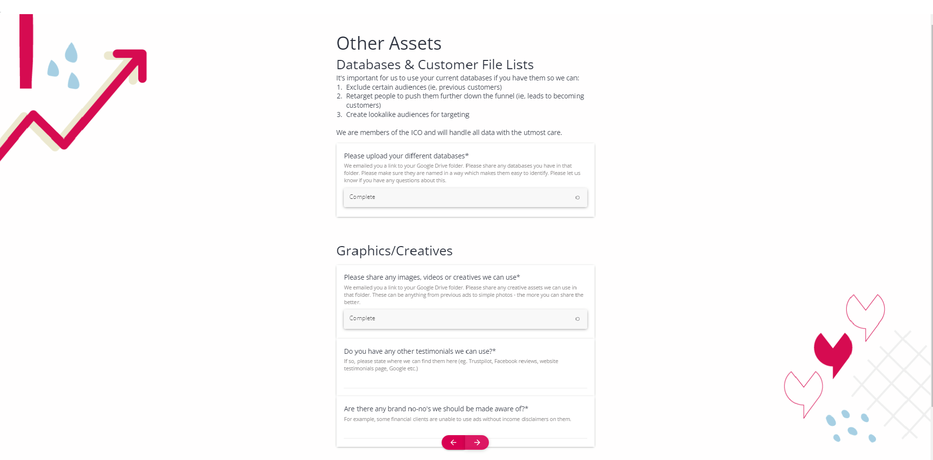 Yatter onboarding form - Other Assests section